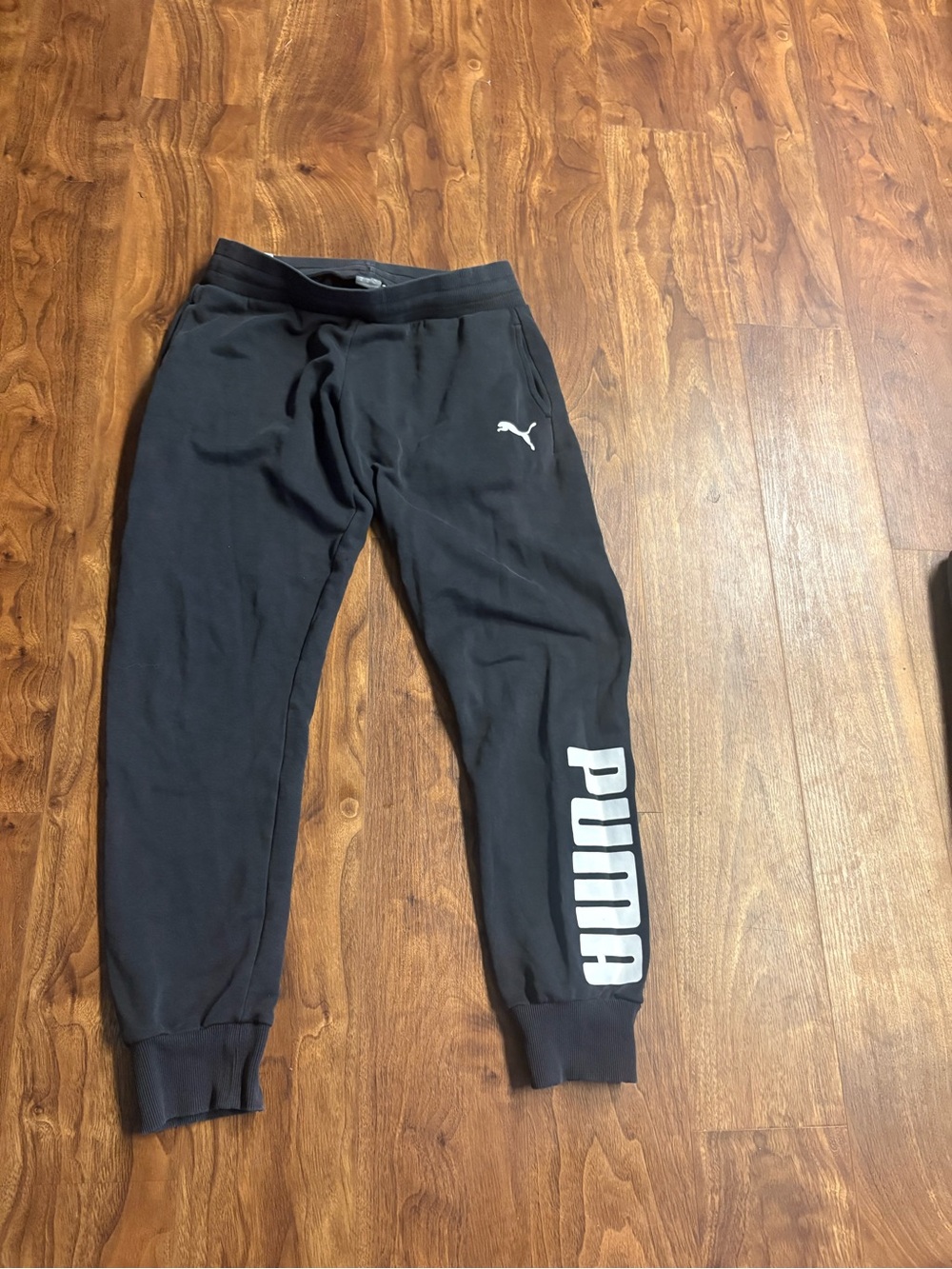 Puma Black Jogger Sweatpants with White Logo